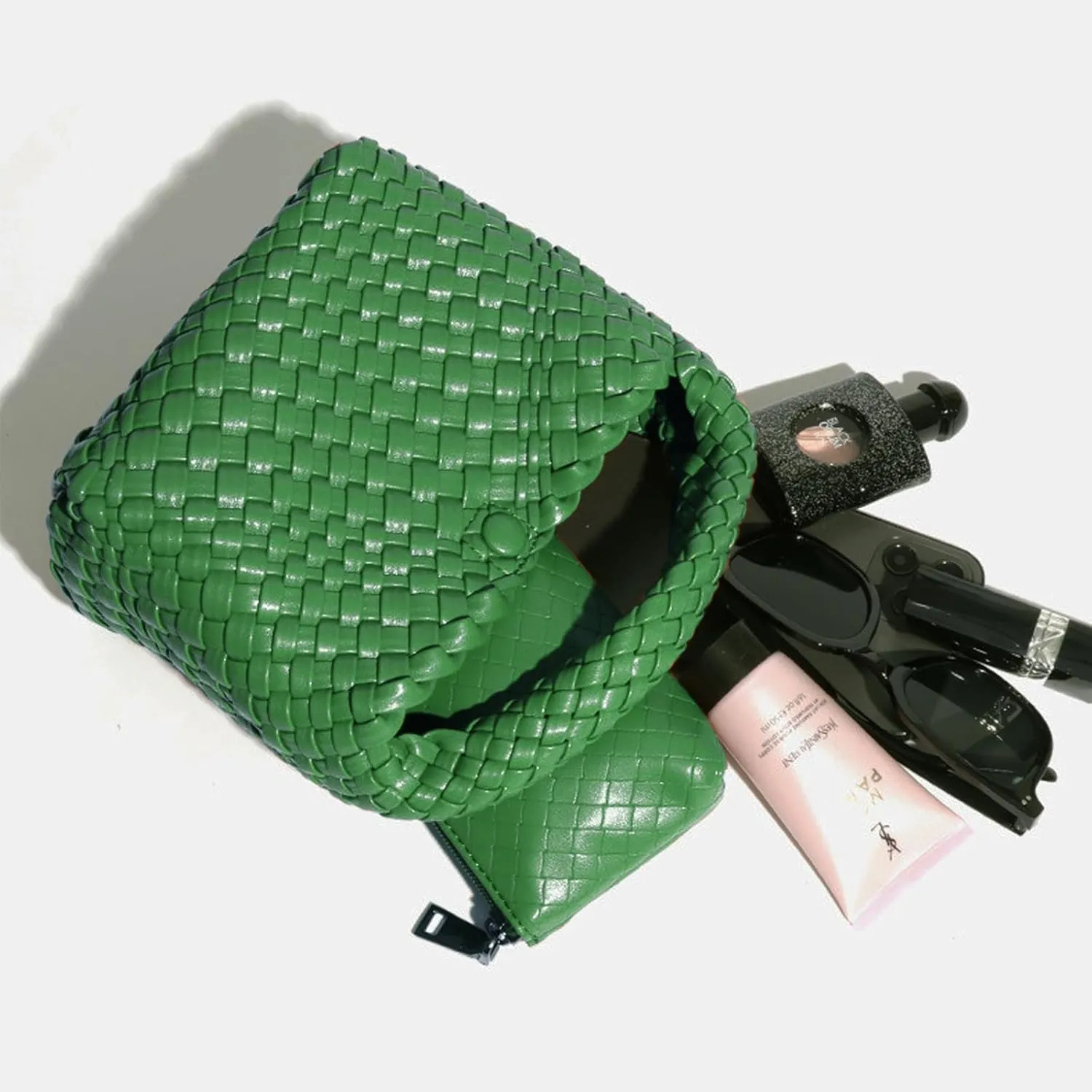 JINMANXUE Small Hand Woven Handbags for Women Shoulder Crossbody Bag Purses Cassual Top Handle Bags Hobo Curved Tote Bag