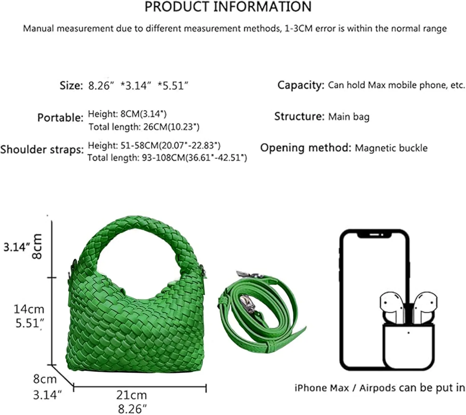 JINMANXUE Small Hand Woven Handbags for Women Shoulder Crossbody Bag Purses Cassual Top Handle Bags Hobo Curved Tote Bag