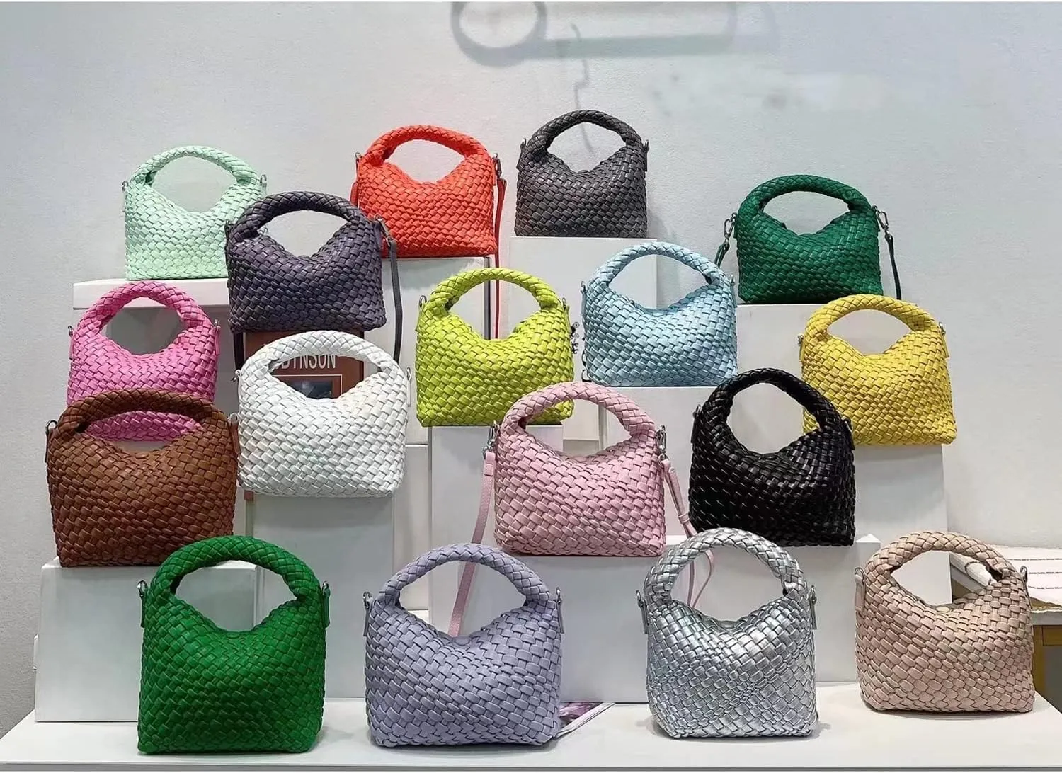 JINMANXUE Small Hand Woven Handbags for Women Shoulder Crossbody Bag Purses Cassual Top Handle Bags Hobo Curved Tote Bag