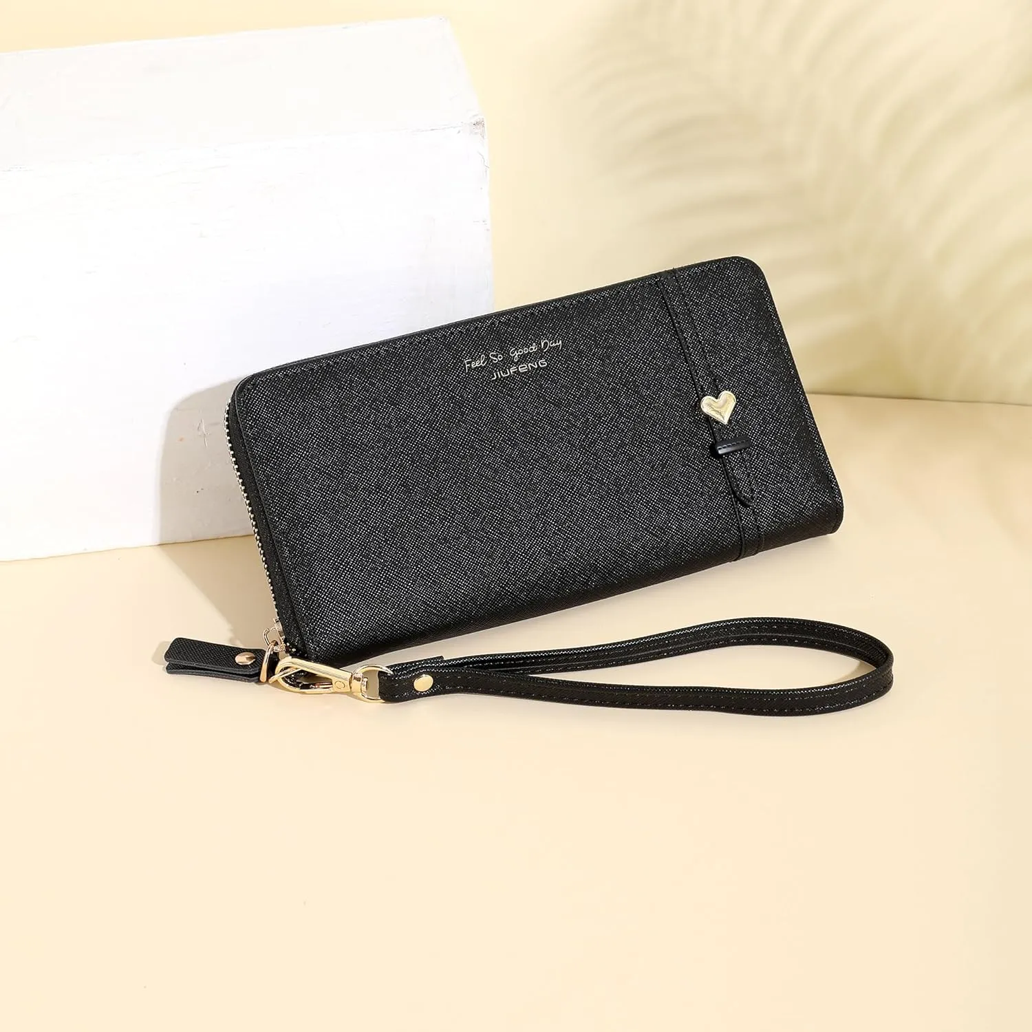 JIUFENG Women Long RFID Blocking Wallet Large Capacity Zipper Wristlet Purse Card Holder Cellphone Bag Fashion Clutches