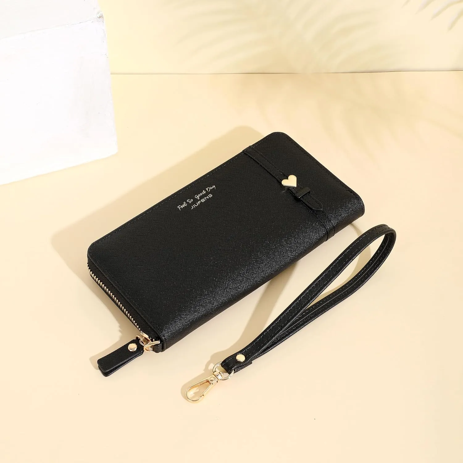 JIUFENG Women Long RFID Blocking Wallet Large Capacity Zipper Wristlet Purse Card Holder Cellphone Bag Fashion Clutches