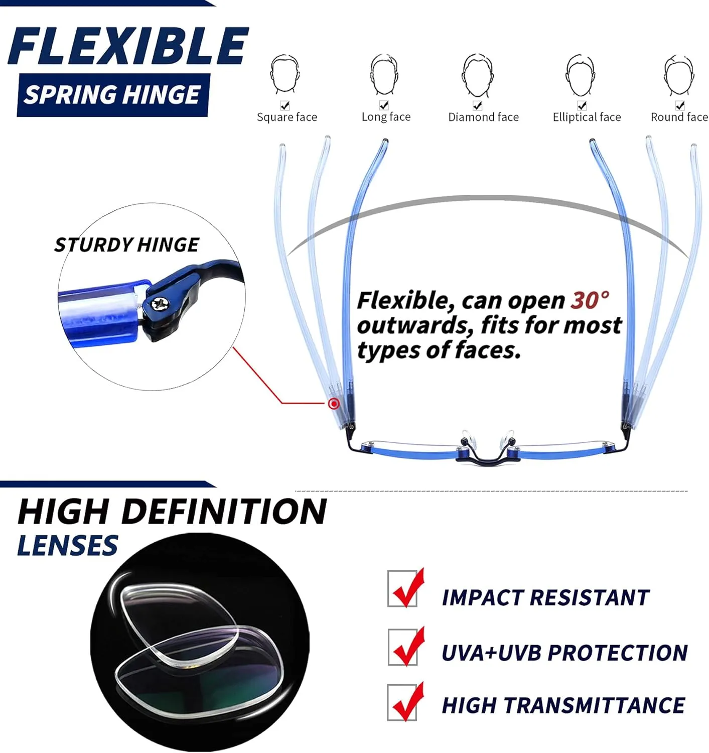 JJWELL 3 Pack Blue Light Blocking Reading Glasses for Women, Anti Eyestrain/Computer Glare UV 400 Filter Readers with Spring Hinge, Lightweight Rimless Tinted Metal Blue Rays Eyeglasses (4.00)