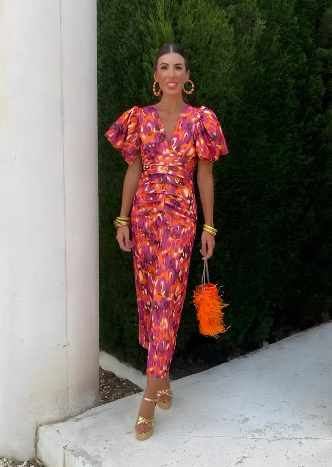 JORIEN - DRESS WITH PLEATED SLEEVES