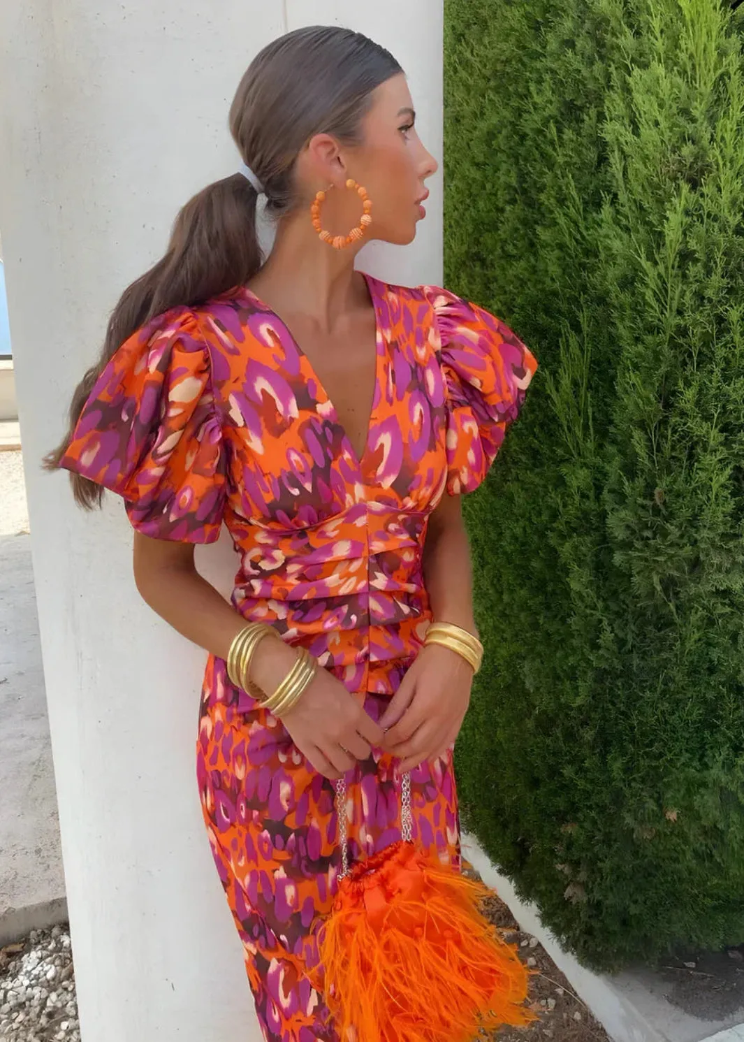 JORIEN - DRESS WITH PLEATED SLEEVES