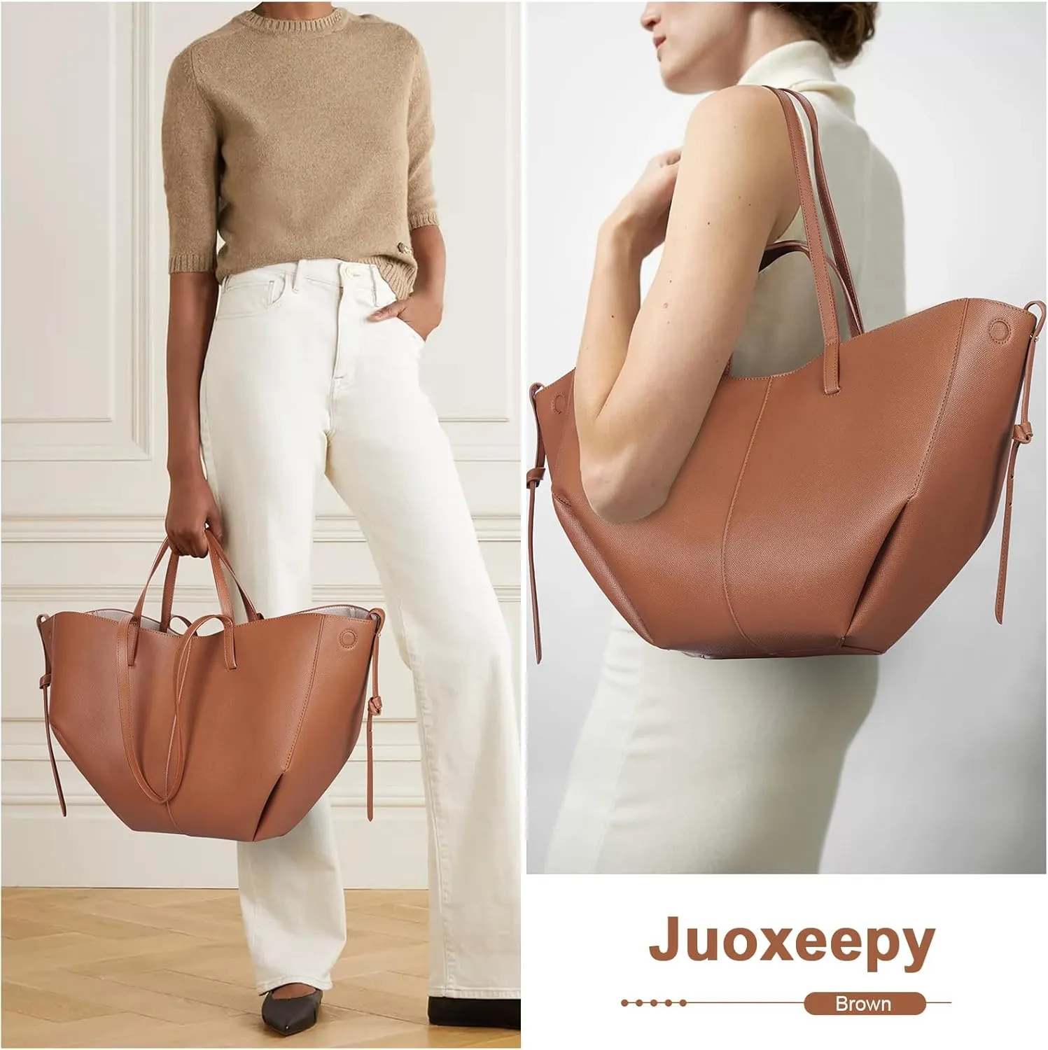 Juoxeepy Work Bag Faux Leather Tote Bag for Women Trendy Handbag Purse Fall Shoulder Bag with Magnetic Closure