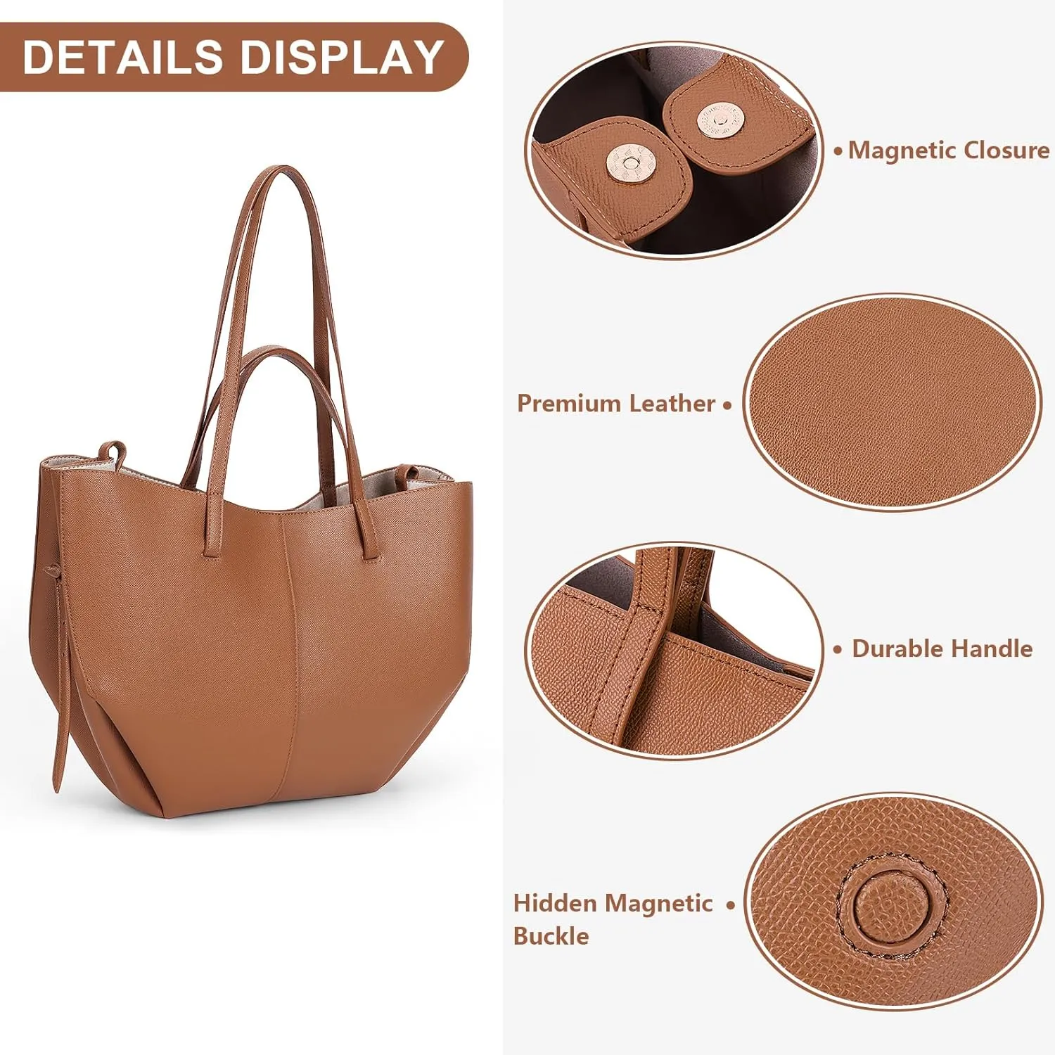 Juoxeepy Work Bag Faux Leather Tote Bag for Women Trendy Handbag Purse Fall Shoulder Bag with Magnetic Closure