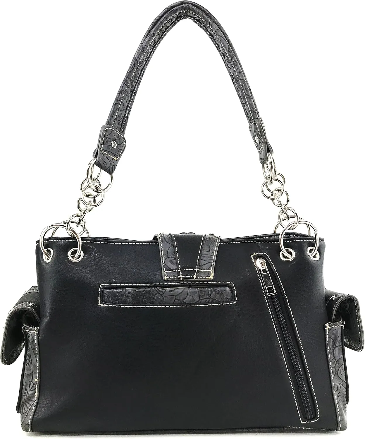 Justin West Buckle Western Floral Damask Embroidery Studs Stars Concealed Carry Handbag Purse