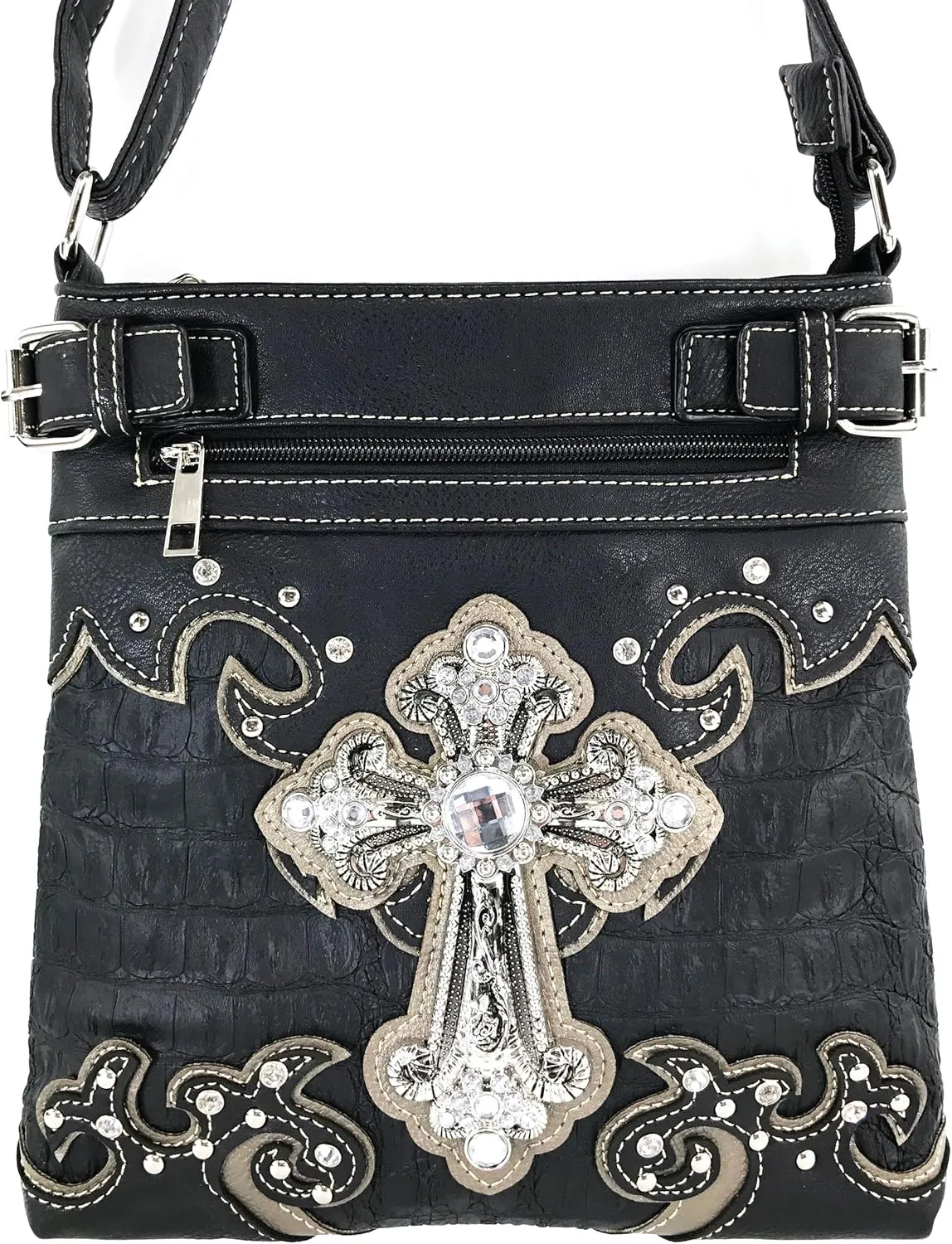 Justin West Cowgirl Western Cross Floral Embroidered Concealed Carry Purse