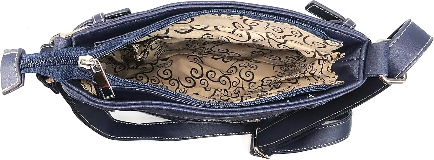 Justin West Cowgirl Western Cross Floral Embroidered Concealed Carry Purse