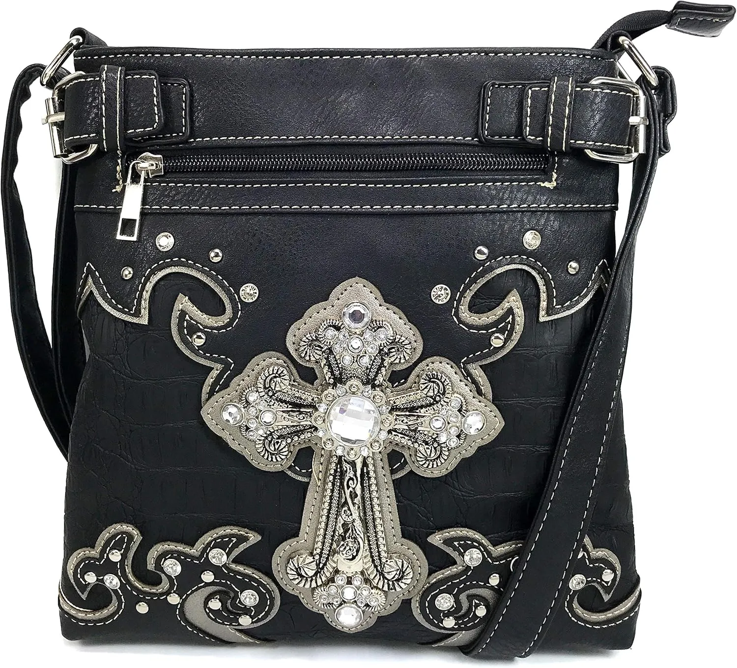 Justin West Cowgirl Western Cross Floral Embroidered Concealed Carry Purse