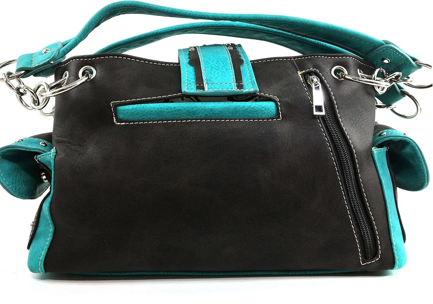 Justin West Rhinestone Concho Western Laser Cut Tooled Wristlet Wallet Shoulder Handbag Purse