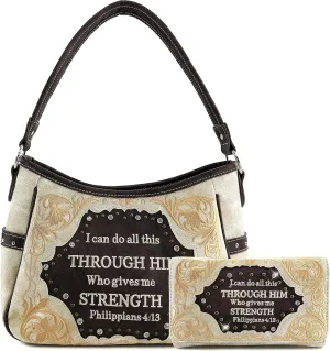 Justin West Through Him Who Gives Me Strength Philippians 4:13 Bible Verse Purse