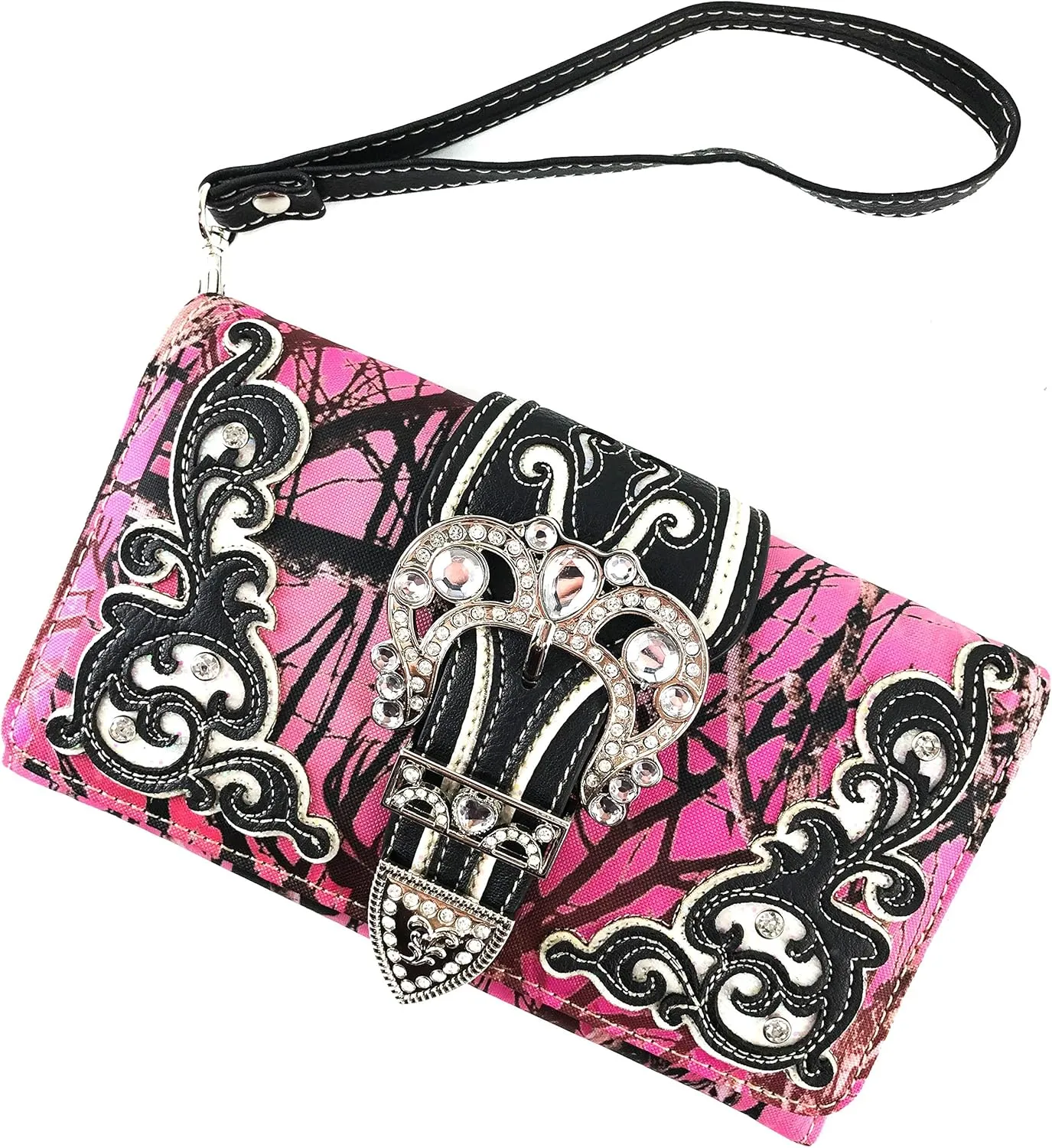Justin West Western Brown Purse Floral Buckle Concealed Carry Handbag