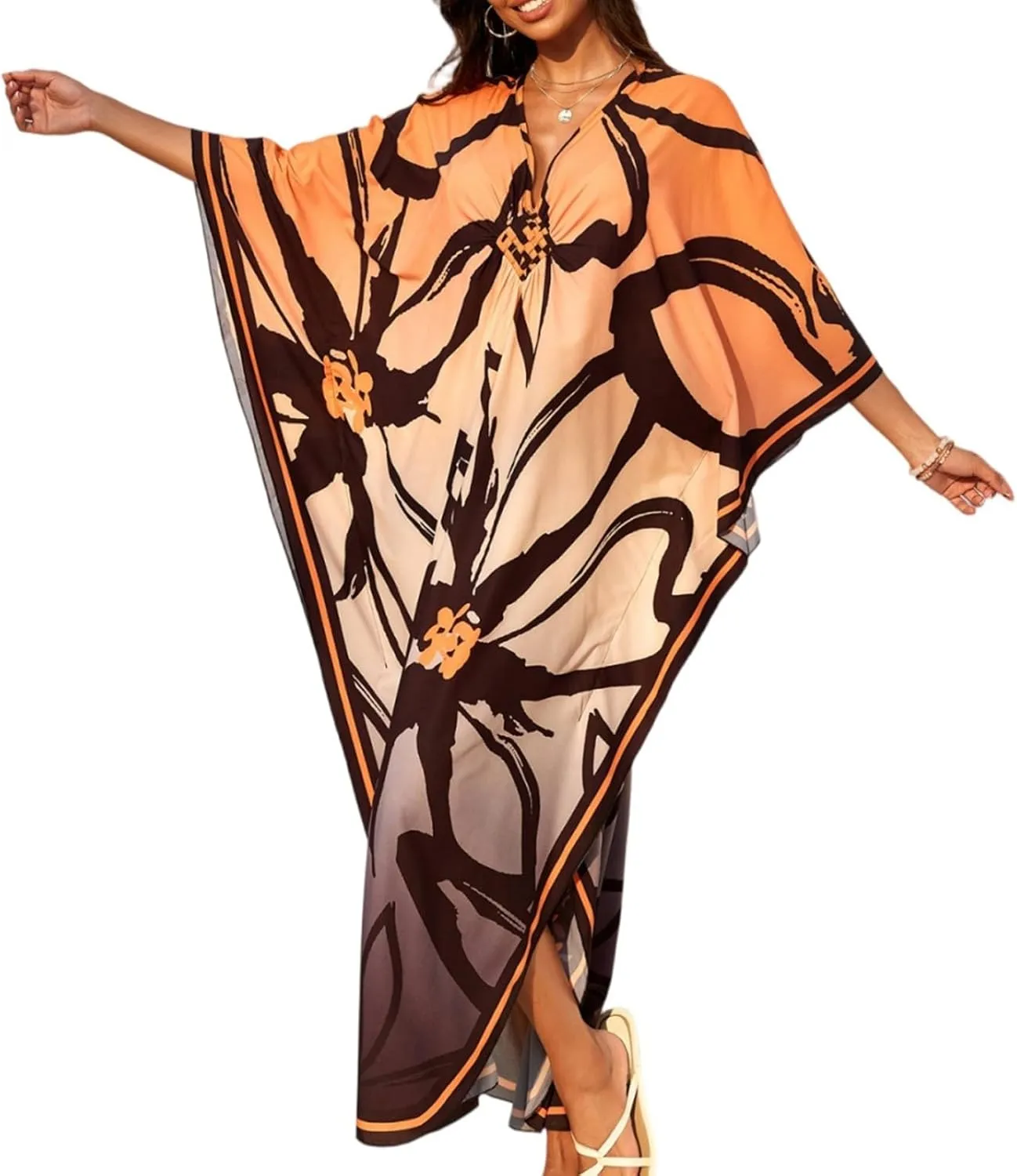 Kaftan Dresses for Women, Moomoo Dresses for Women Plus Size Hawaiian Tropical Cover Ups Loungewear Butterfly Abaya
