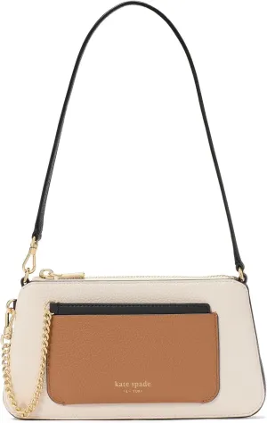 kate spade new york AVA Colorblocked Pebbled Leather 2 in 1 pochette, Parchment Multi