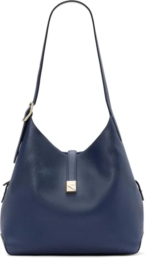 kate spade new york Deco Pebbled Leather Large Shoulder Bag, Parisian Navy