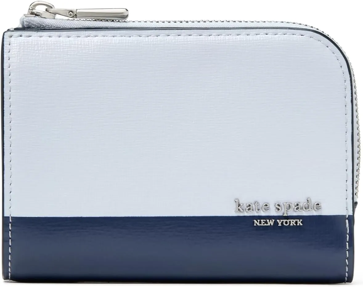 kate spade new york Devin Colorblocked Saffiano Leather Small Compact Wallet, Pale Sapphirine Multi