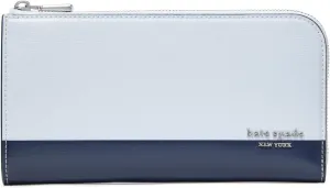 kate spade new york Devin Colorblocked Saffiano Leather Zip Around Continental Wallet, Pale Sapphirine Multi