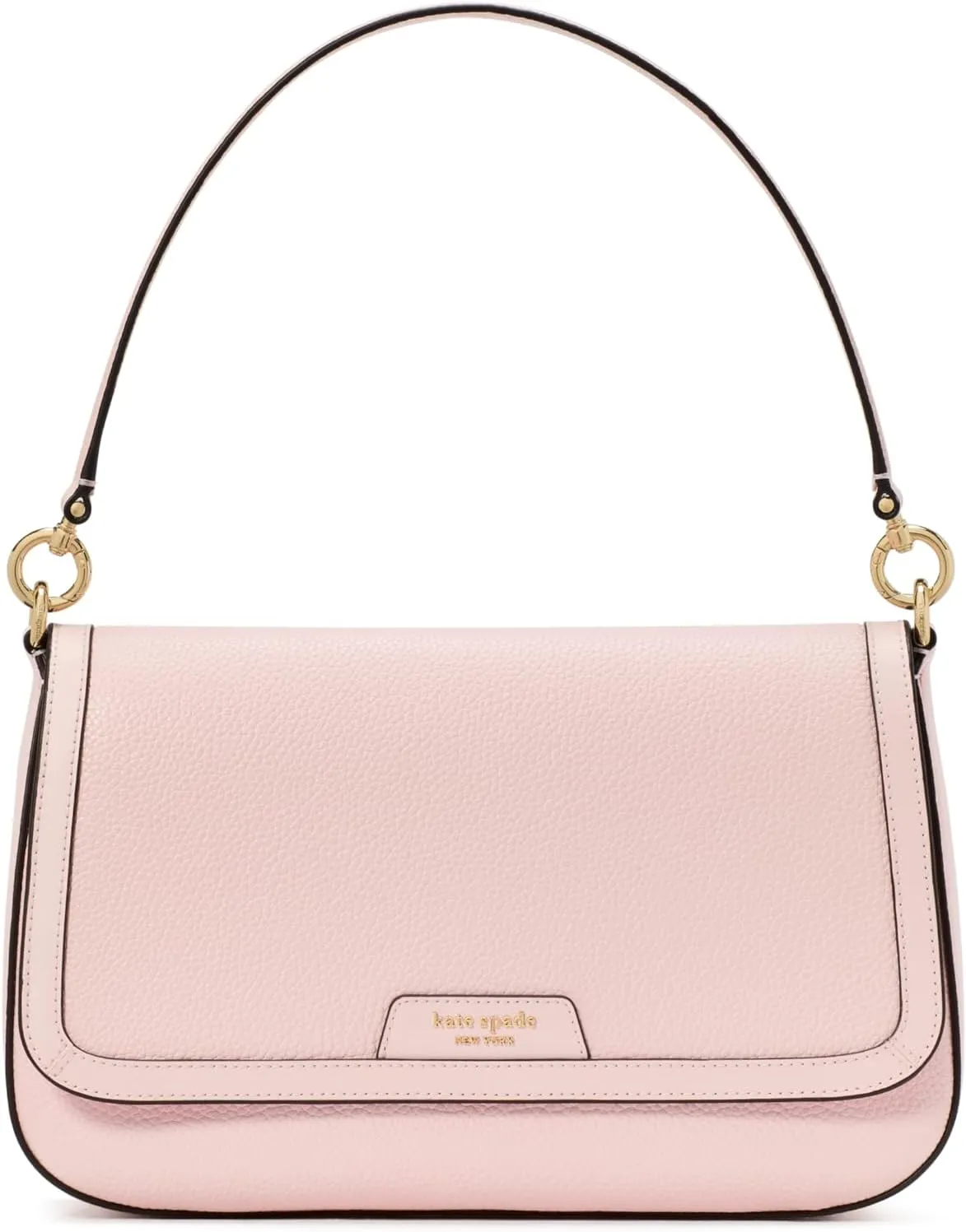 kate spade new york Hudson Pebbled Leather Flap Shoulder Bag, Pastry Pink