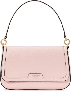 kate spade new york Hudson Pebbled Leather Flap Shoulder Bag, Pastry Pink