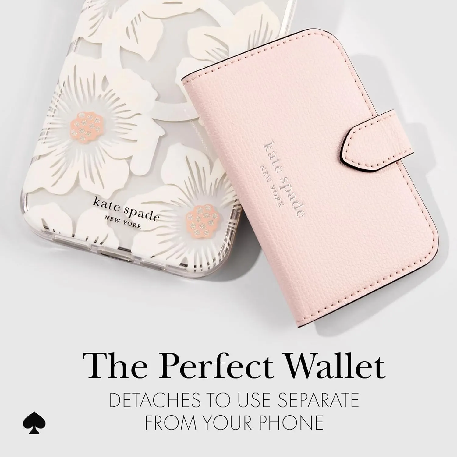 kate spade new york Morgan Magnetic Phone Wallet/Card Holder - Compatible with MagSafe Phones and Cases - Chalk Pink