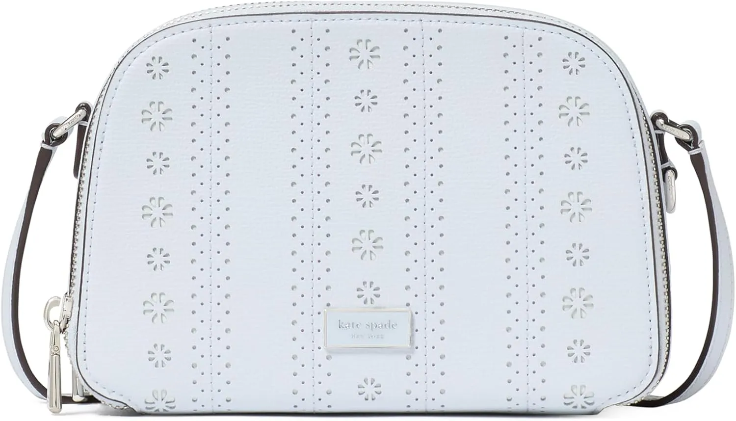 kate spade new york Serena Pointelle CROSSGRAIN Leather Double Zip Dome Crossbody, Taro Milk