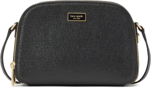 kate spade new york Serena Saffiano Leather Double Zip Dome Crossbody, Black