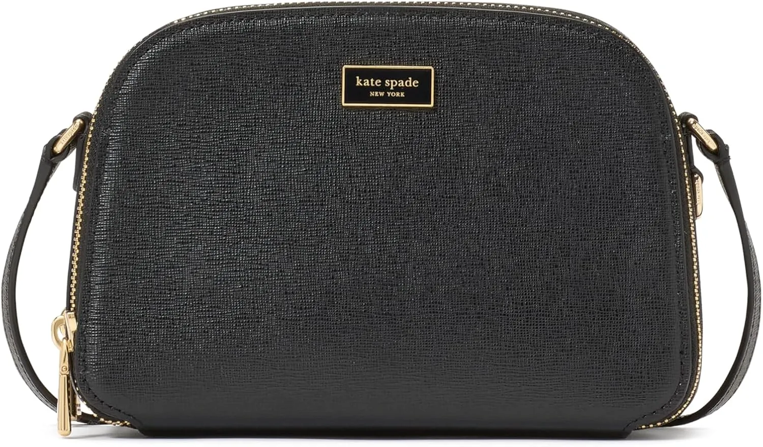 kate spade new york Serena Saffiano Leather Double Zip Dome Crossbody, Black