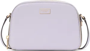 kate spade new york Serena Saffiano Leather Double Zip Dome Crossbody, Lavender Cream