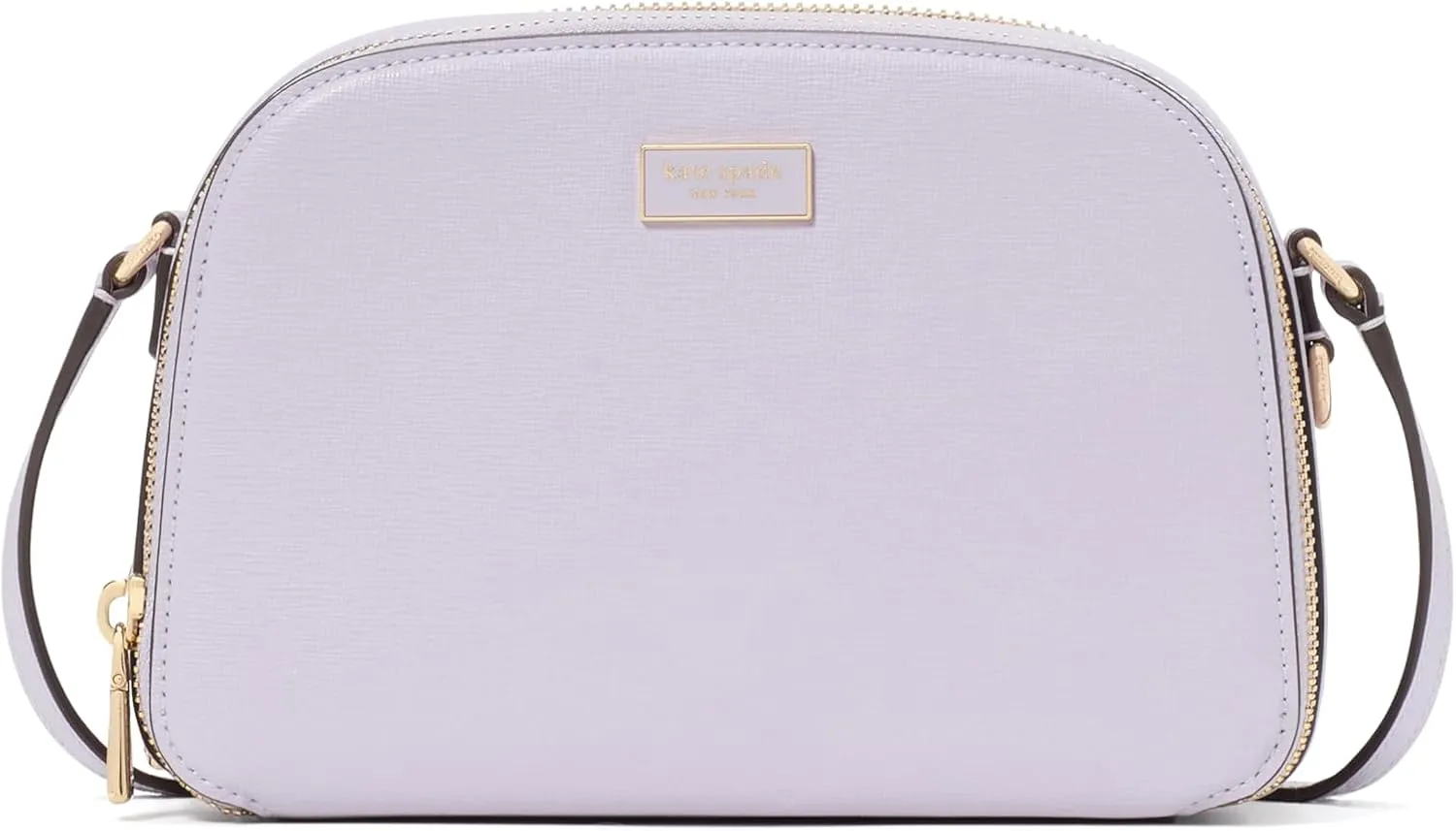 kate spade new york Serena Saffiano Leather Double Zip Dome Crossbody, Lavender Cream