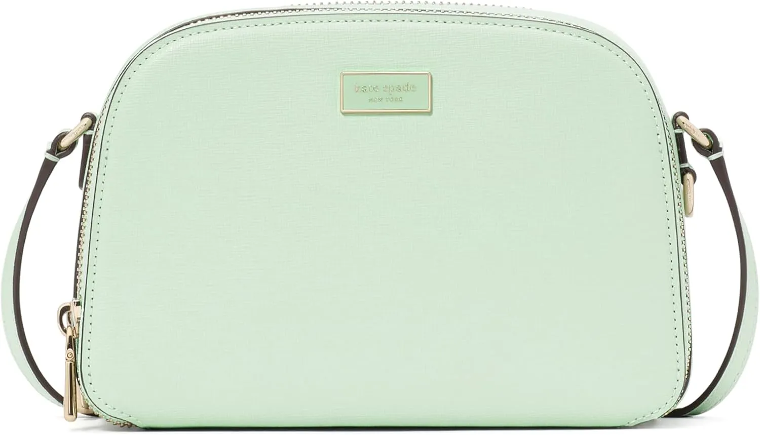 kate spade new york Serena Saffiano Leather Double Zip Dome Crossbody, Pistachio Ice