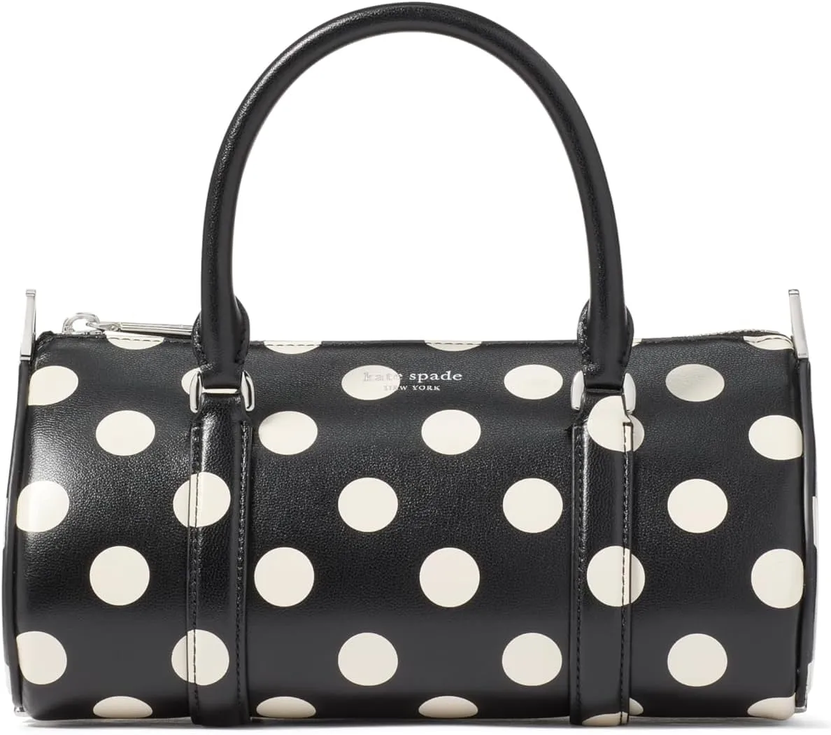 kate spade new york Spade ICON DOT FINE Grain Leather Small Barrel Bag, Black Multi