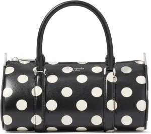 kate spade new york Spade ICON DOT FINE Grain Leather Small Barrel Bag, Black Multi