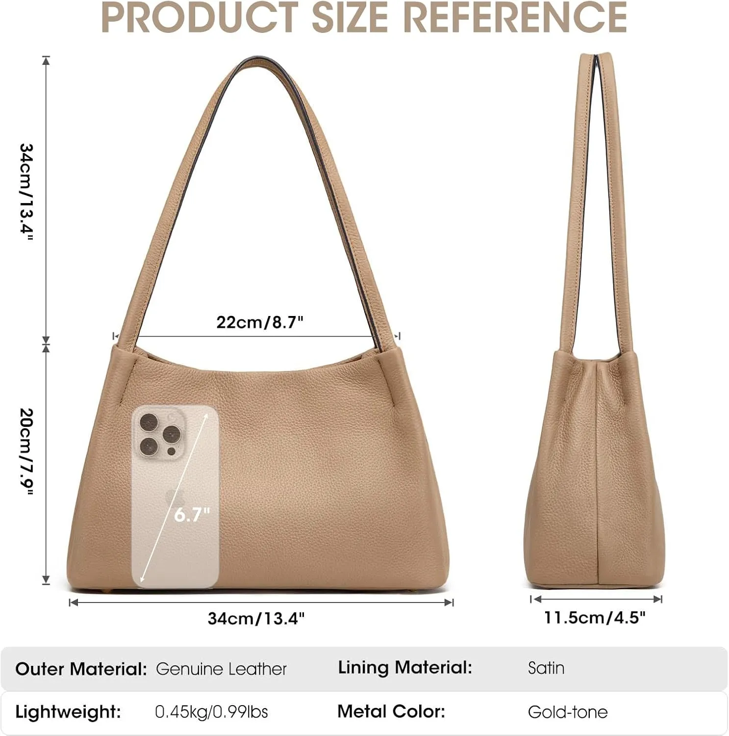 Kattee Leather Purses and Handbags for Women, Soft Genuine Leather Shoulder Hobo Bags with Top Magnetic Snap Closure