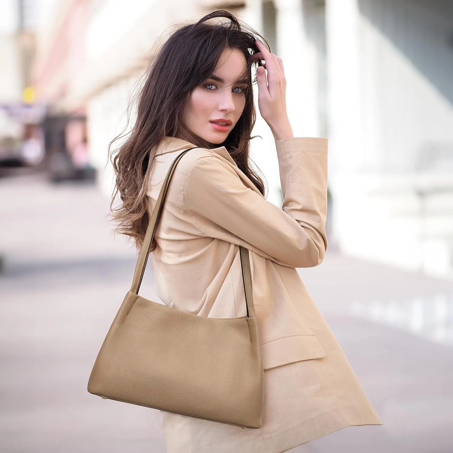 Kattee Leather Purses and Handbags for Women, Soft Genuine Leather Shoulder Hobo Bags with Top Magnetic Snap Closure