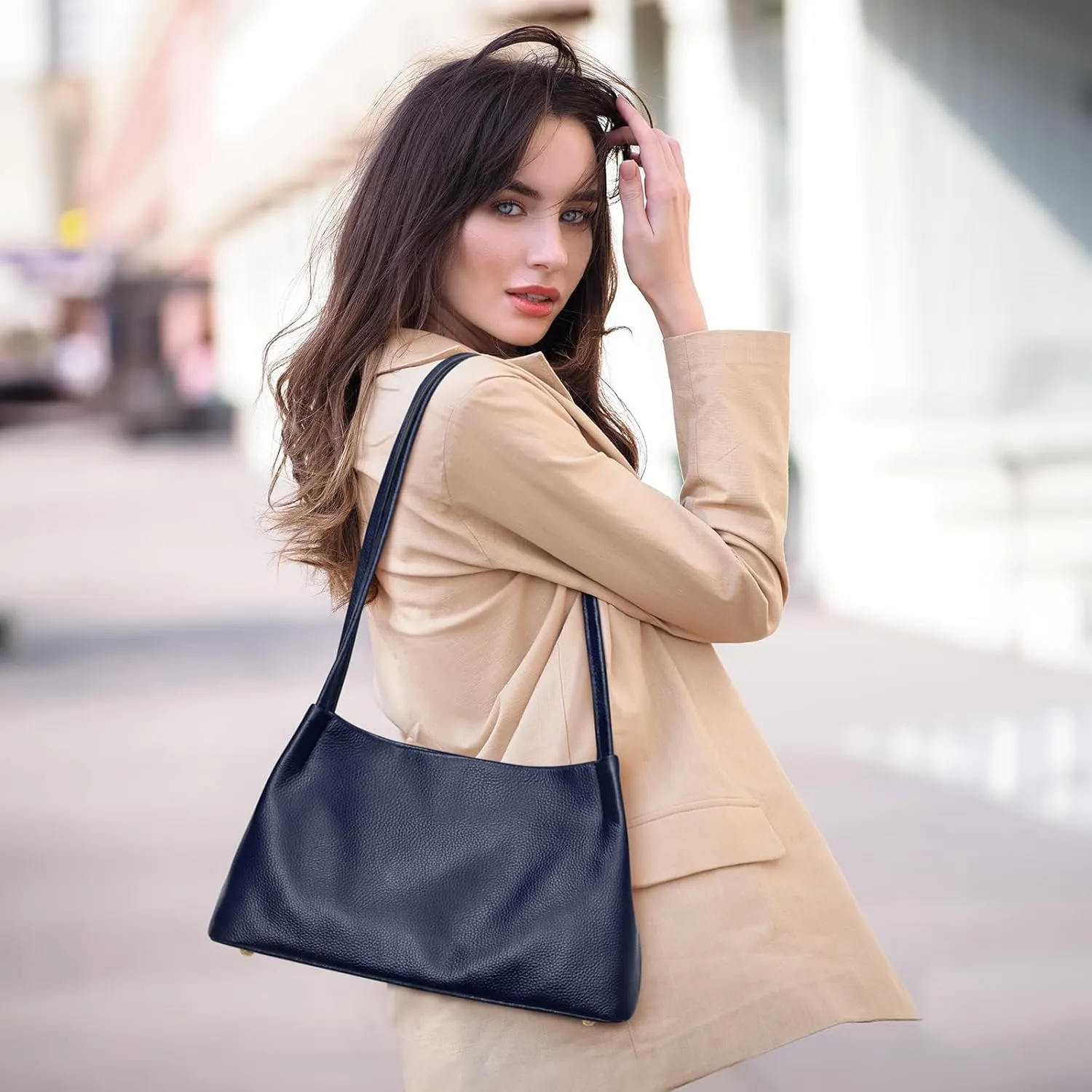 Kattee Leather Purses and Handbags for Women, Soft Genuine Leather Shoulder Hobo Bags with Top Magnetic Snap Closure