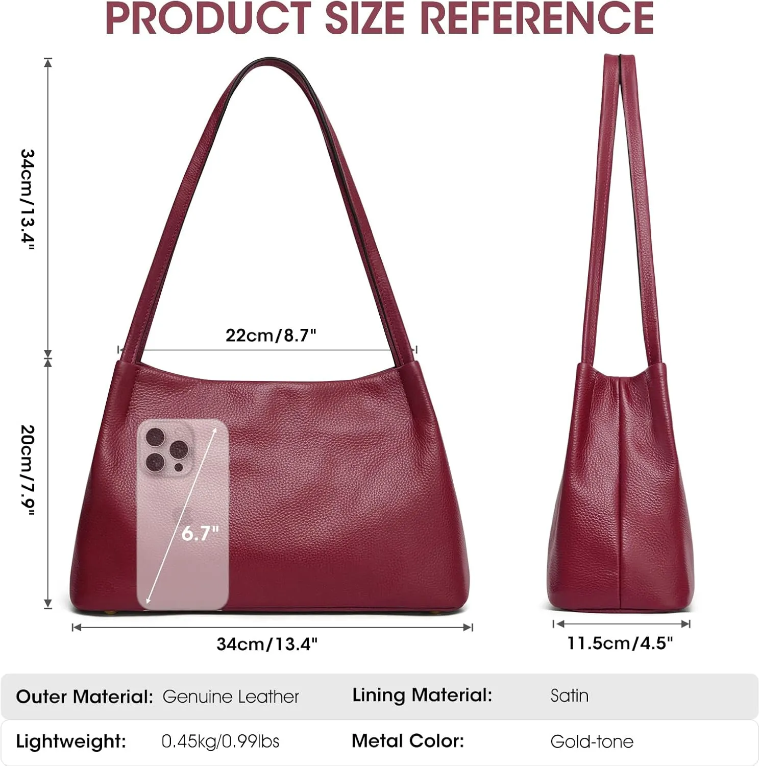 Kattee Leather Purses and Handbags for Women, Soft Genuine Leather Shoulder Hobo Bags with Top Magnetic Snap Closure