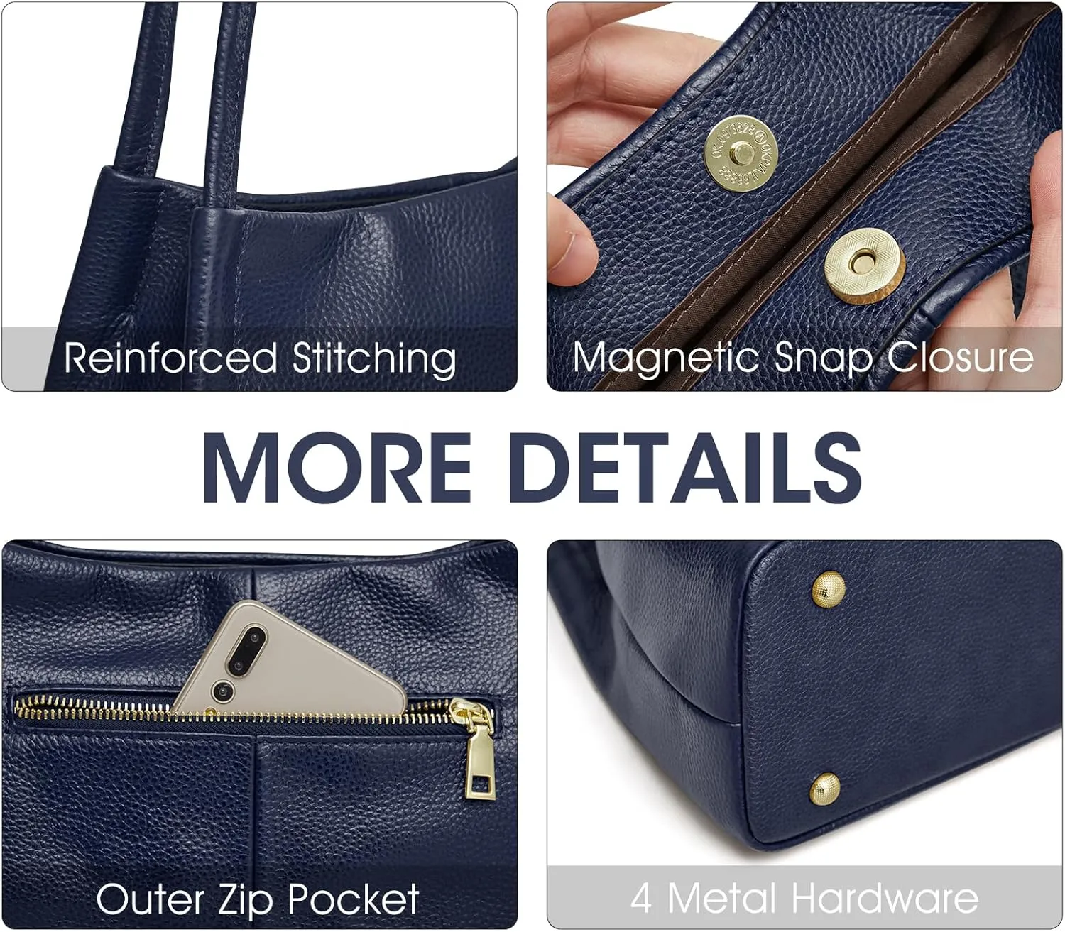 Kattee Leather Purses and Handbags for Women, Soft Genuine Leather Shoulder Hobo Bags with Top Magnetic Snap Closure