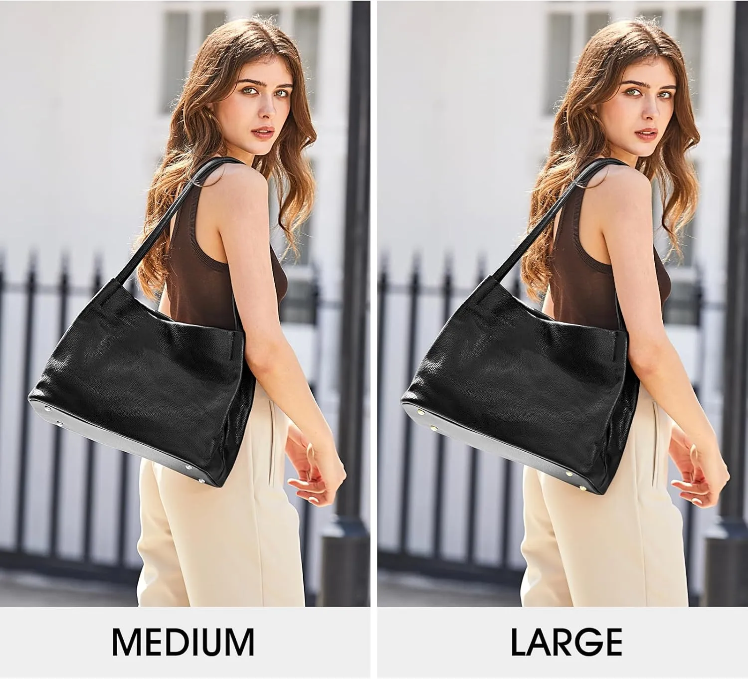 Kattee Leather Tote Bags for Women, Casual Shoulder Hobo Purses and Handbags, Top Magnetic Snap Closure
