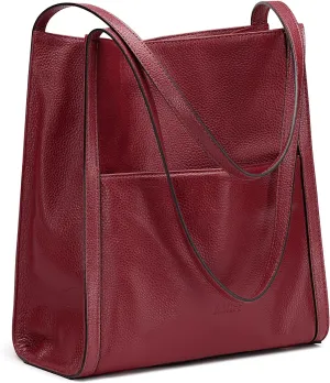 Kattee Leather Tote Shoulder Bag for Women, Leather Purse and Handbags Medium Size
