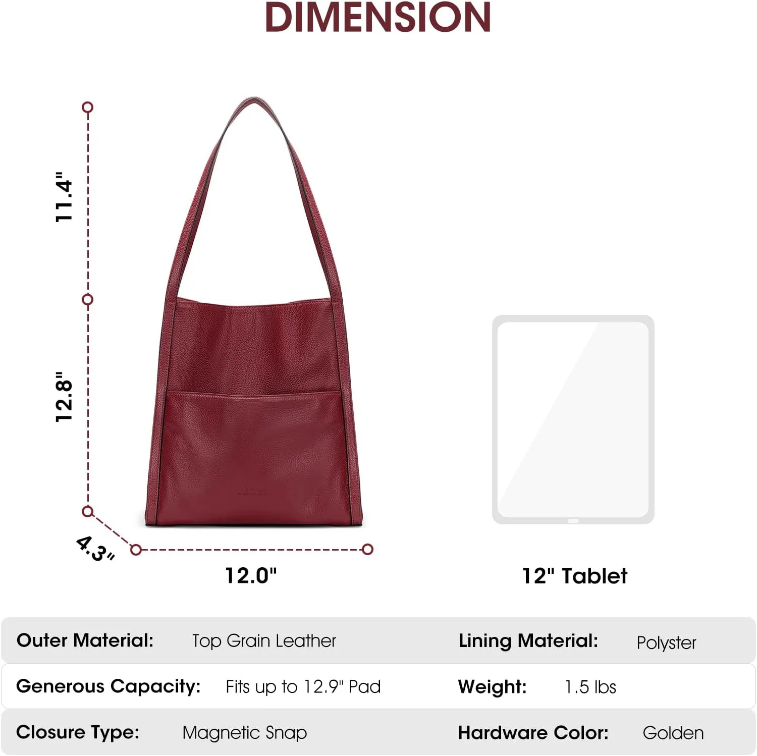 Kattee Leather Tote Shoulder Bag for Women, Leather Purse and Handbags Medium Size