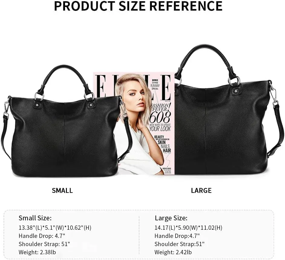 Kattee Women's Soft Leather Tote Bag, Top Satchel Purses and Handbags