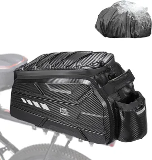 KEMIMOTO Bike Bag 15L EVA Hard Shell, Upgraded Ebike Rear Rack Bag with Waterproof Cover, Bicycle Trunk with Shoulder Strap for Commuter Travel Outdoor