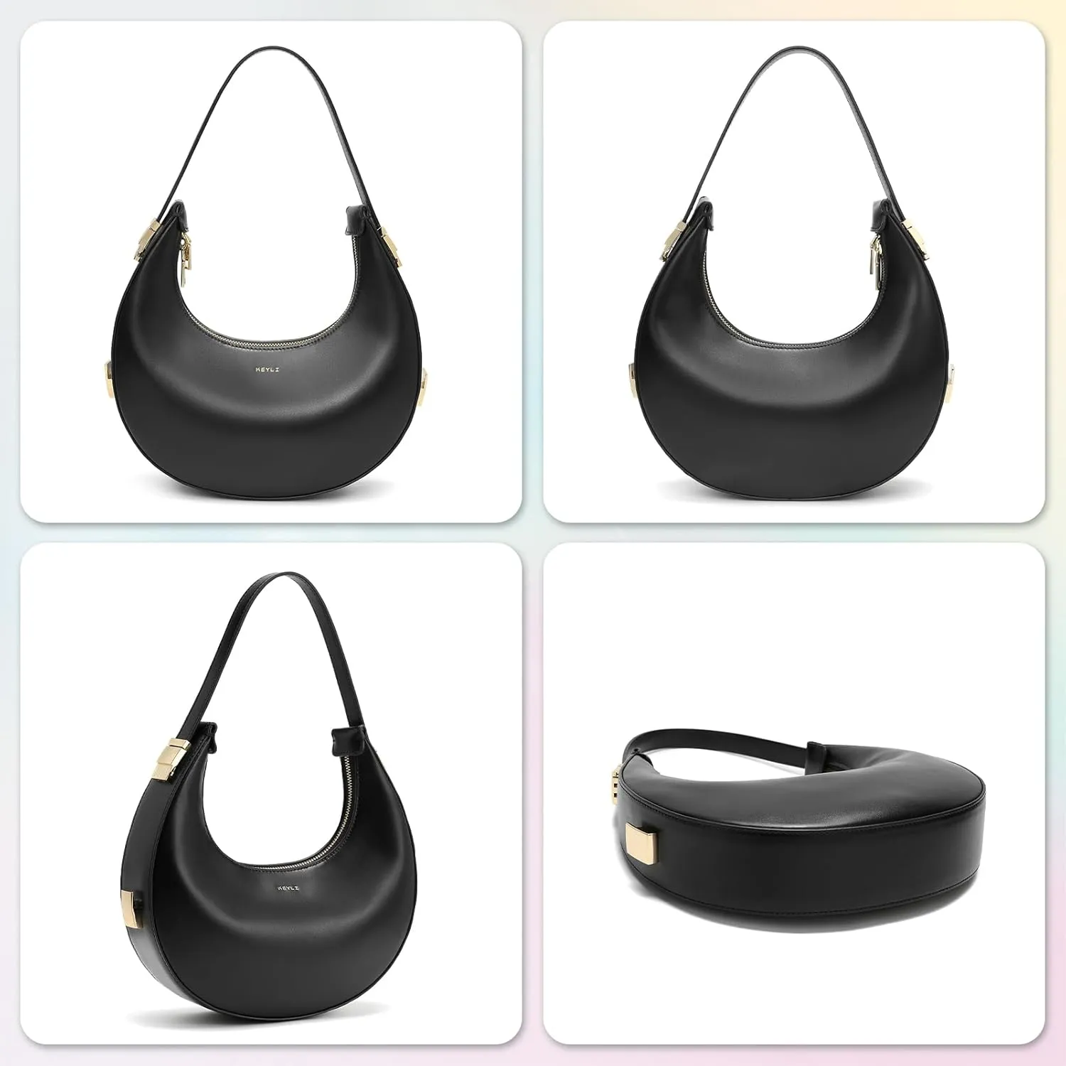 Keyli Shoulder Bag for Women 3 Ways Adjust Strap Clutches Hobo Purses Fashionable Casual Tote Handbags with 2 Zipper Closure