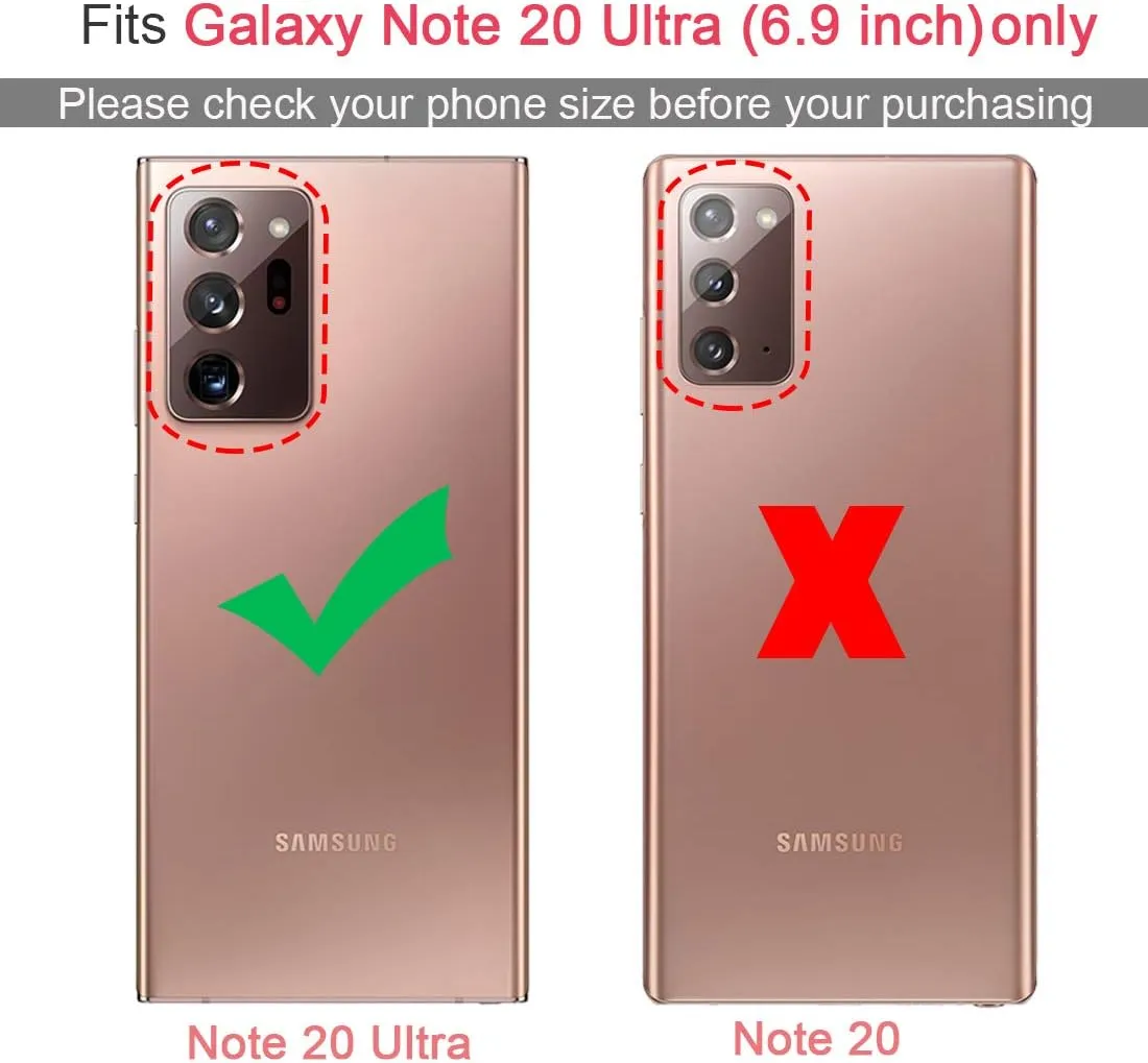 KEZiHOME Note 20 Ultra Case, Genuine Leather [RFID Blocking] Galaxy Note 20 Ultra 5G Wallet Case Credit Card Slot Flip Magnetic Stand Case for Samsung Galaxy Note 20 Ultra 2020 (Red/Brown)