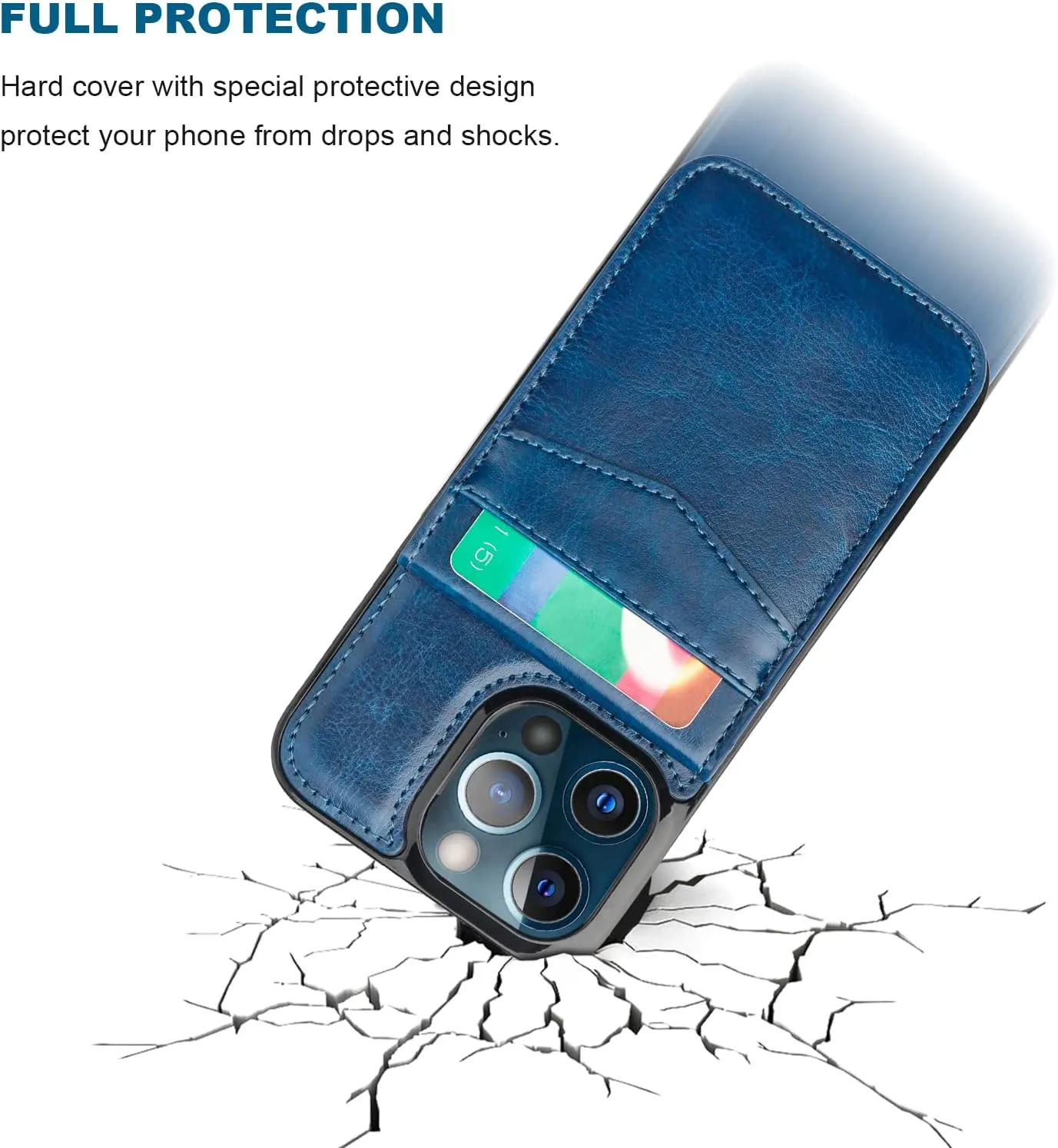 KIHUWEY Compatible with iPhone 13 Pro Max Case Wallet with Credit Card Holder, Premium Leather Magnetic Clasp Kickstand Heavy Duty Protective Cover for iPhone 13 Pro Max 6.7 Inch(Blue)