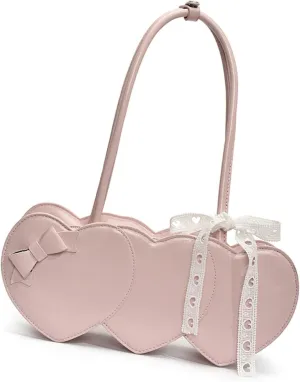 Korean Styles Heart Shoulder Bag Fashion Ladies Handbag PU Leather Underarm Bag Armpit Purse for Various Occasion