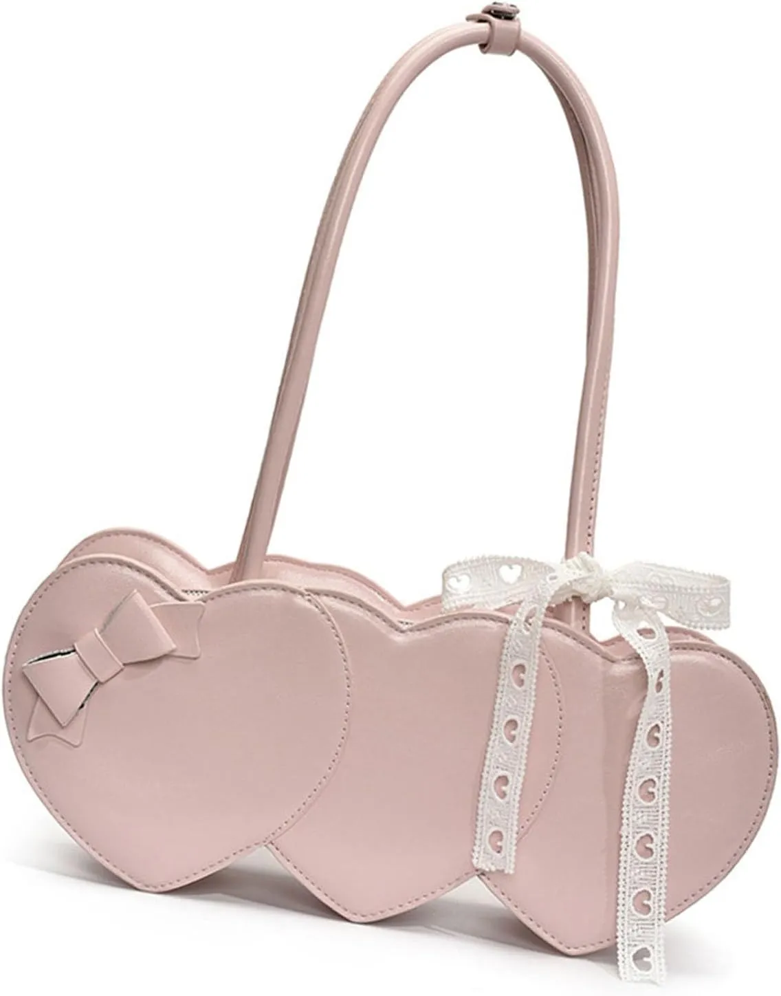 Korean Styles Heart Shoulder Bag Fashion Ladies Handbag PU Leather Underarm Bag Armpit Purse for Various Occasion