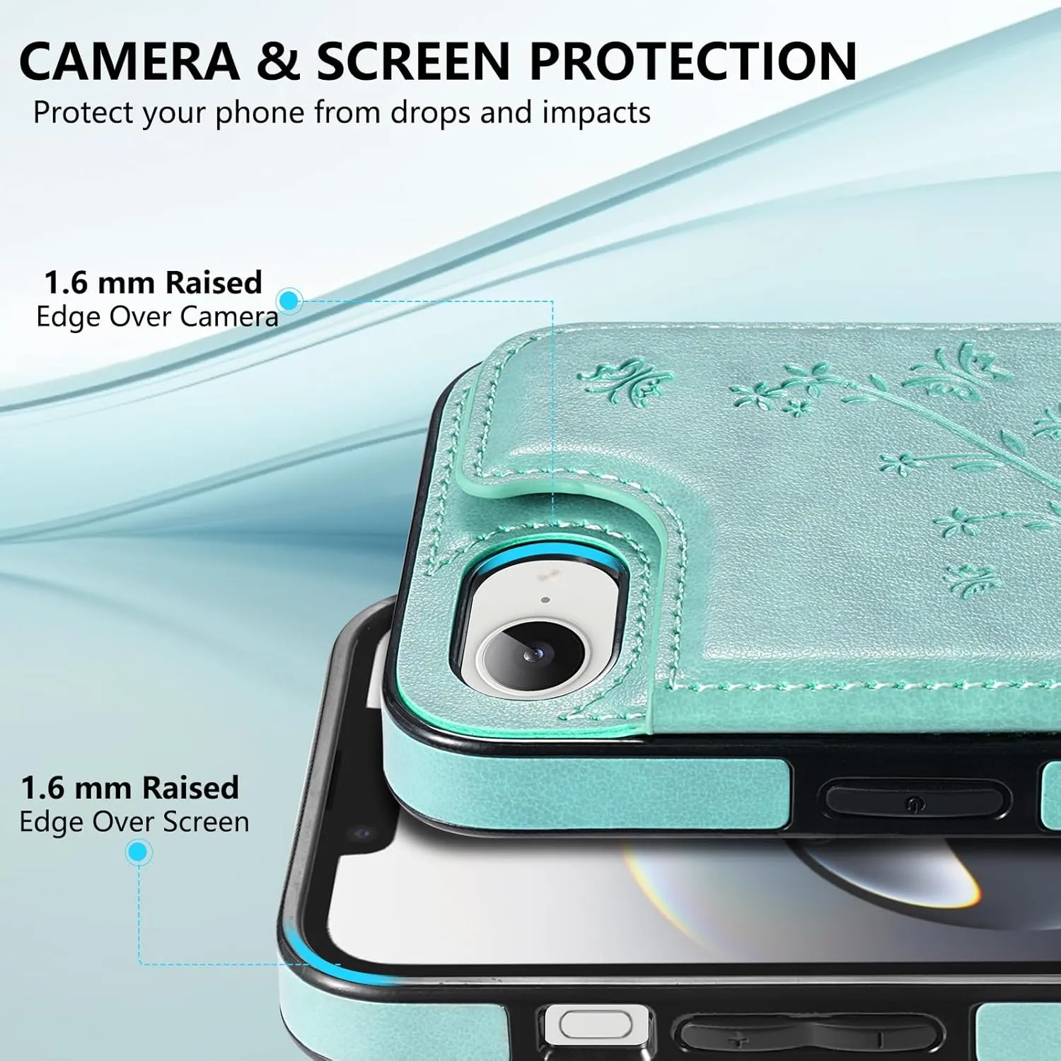 Korecase for iPhone 16E Flip Wallet Phone Case with Card Slots, PU Leather Butterfly Back Flip Purse Cover Case for iPhone 16e 2025, Red