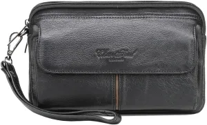 KPYWZER Leather Clutch Purse Wallet Men Wrist Bag